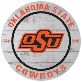 Jardine - Oklahoma State Cowboys 20'' x 20'' Indoor/Outdoor Weathered Circle Sign - White