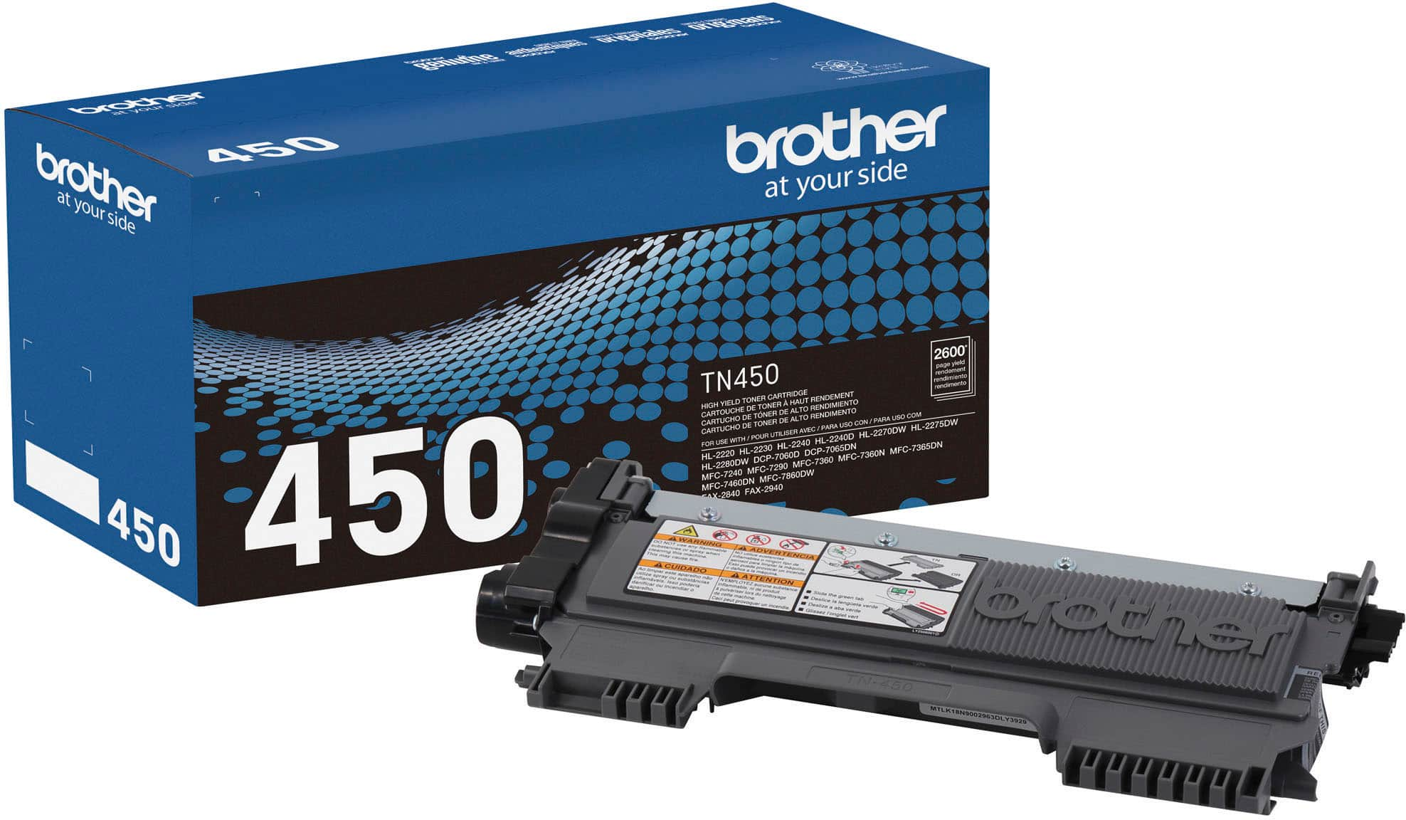 Brother TN450 High-Yield Toner, Black, 2-pack with Bonus Ream of Paper