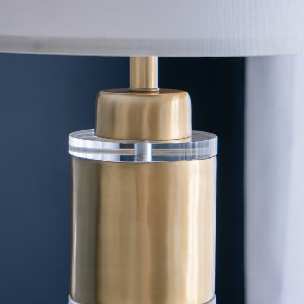 Alt View 8. Luckbyte - 15x25.5 Inch Gold White Cylinder Table Lamp With Drum Shade Assembly Required.