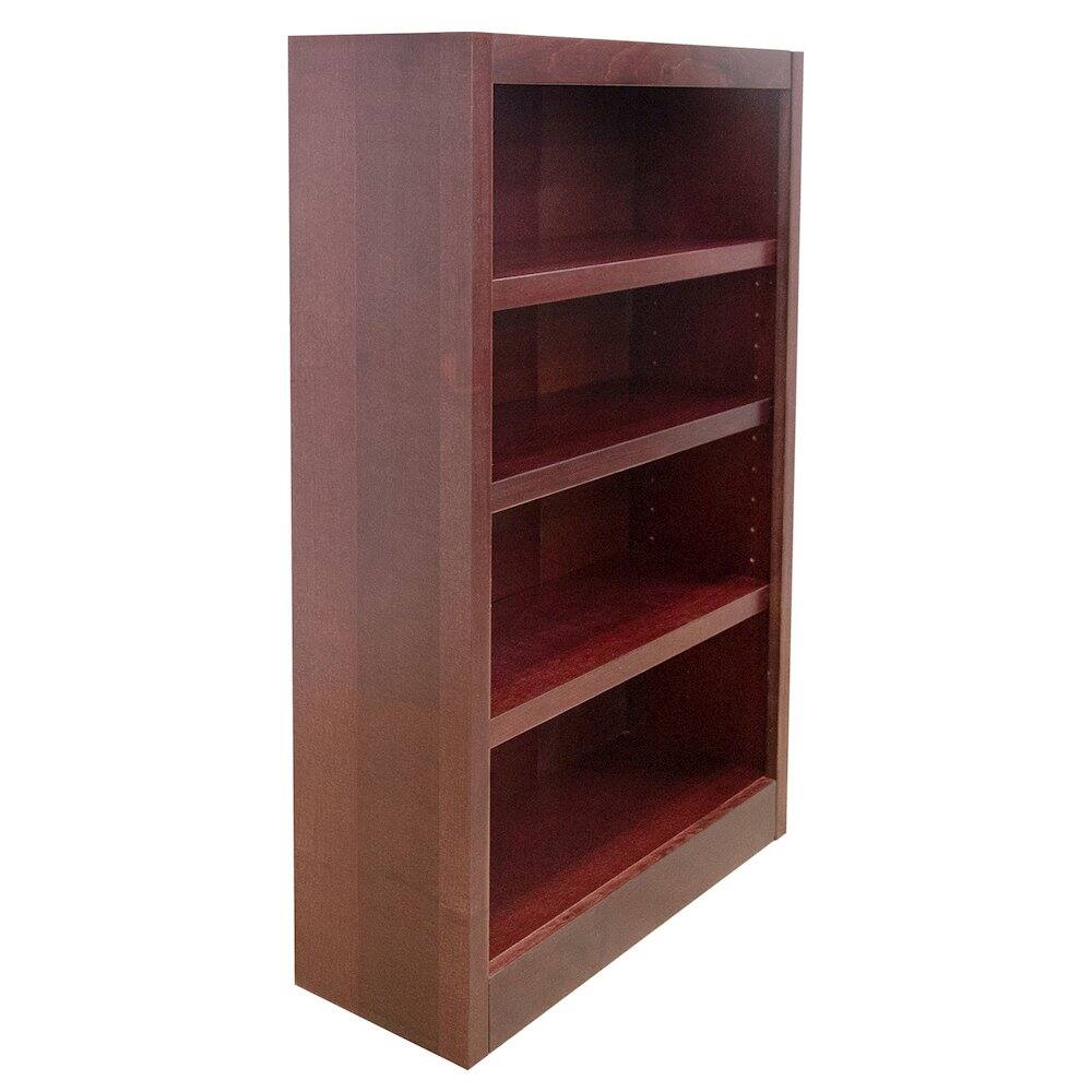Angle. Concepts in Wood - Single Wide Bookcase 4 Shelves Cherry Finish - Red.