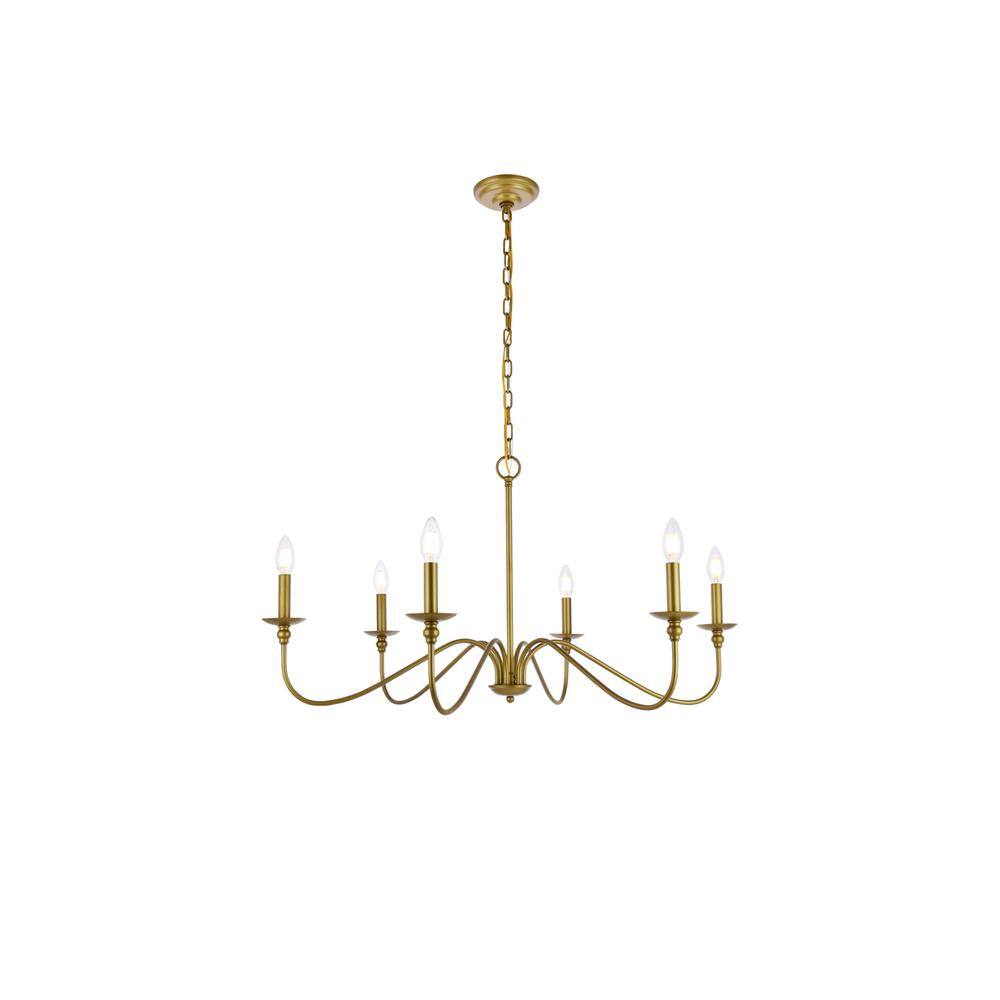 Alt View 4. Living District - Rohan 6 lights brass chandelier - Brass.