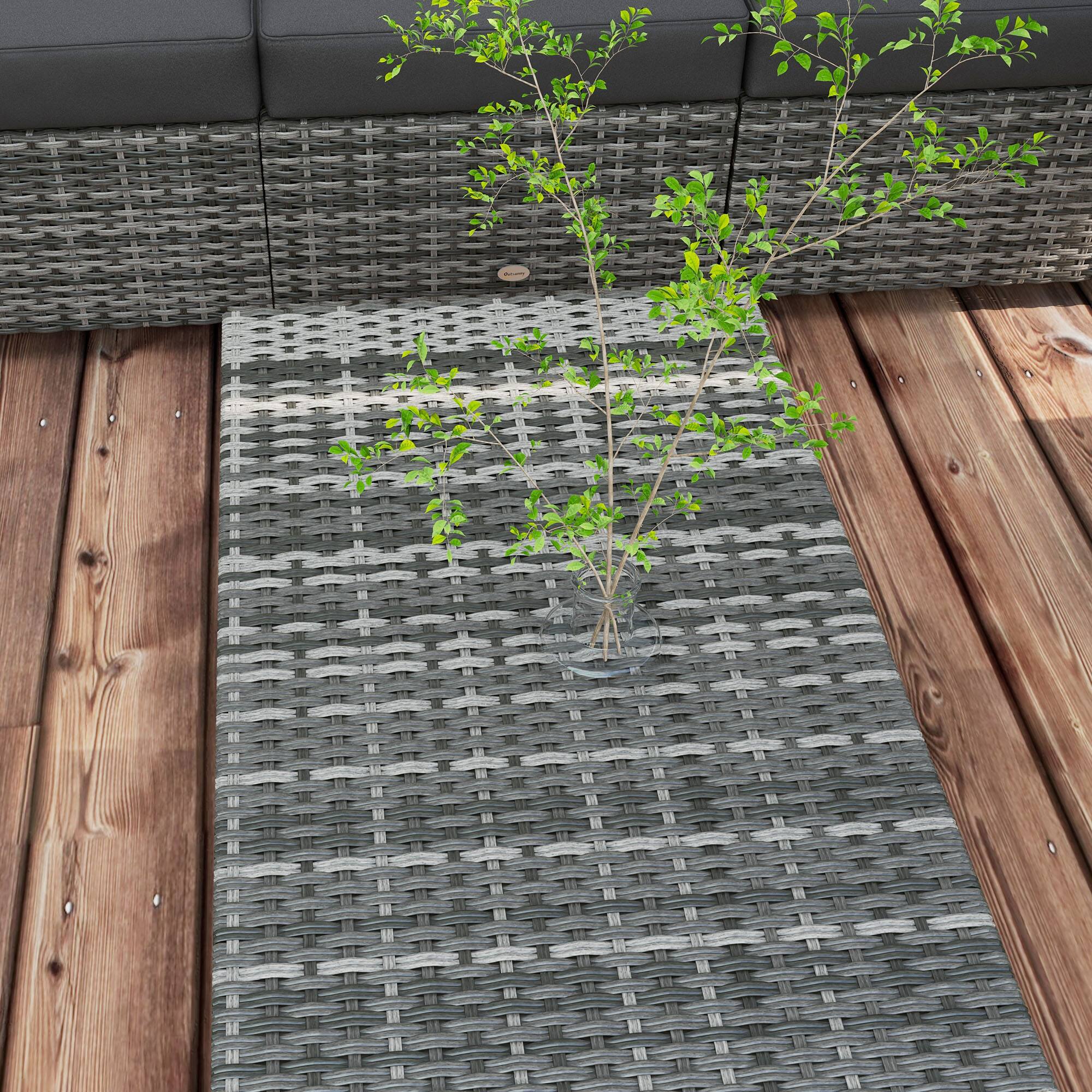 Alt View 7. Outsunny - 5 Piece Patio Furniture Set with Cushions, Outdoor PE Rattan Wicker Conversation Sofa Set with Storage Bin Coffee Table - Dark Gray.