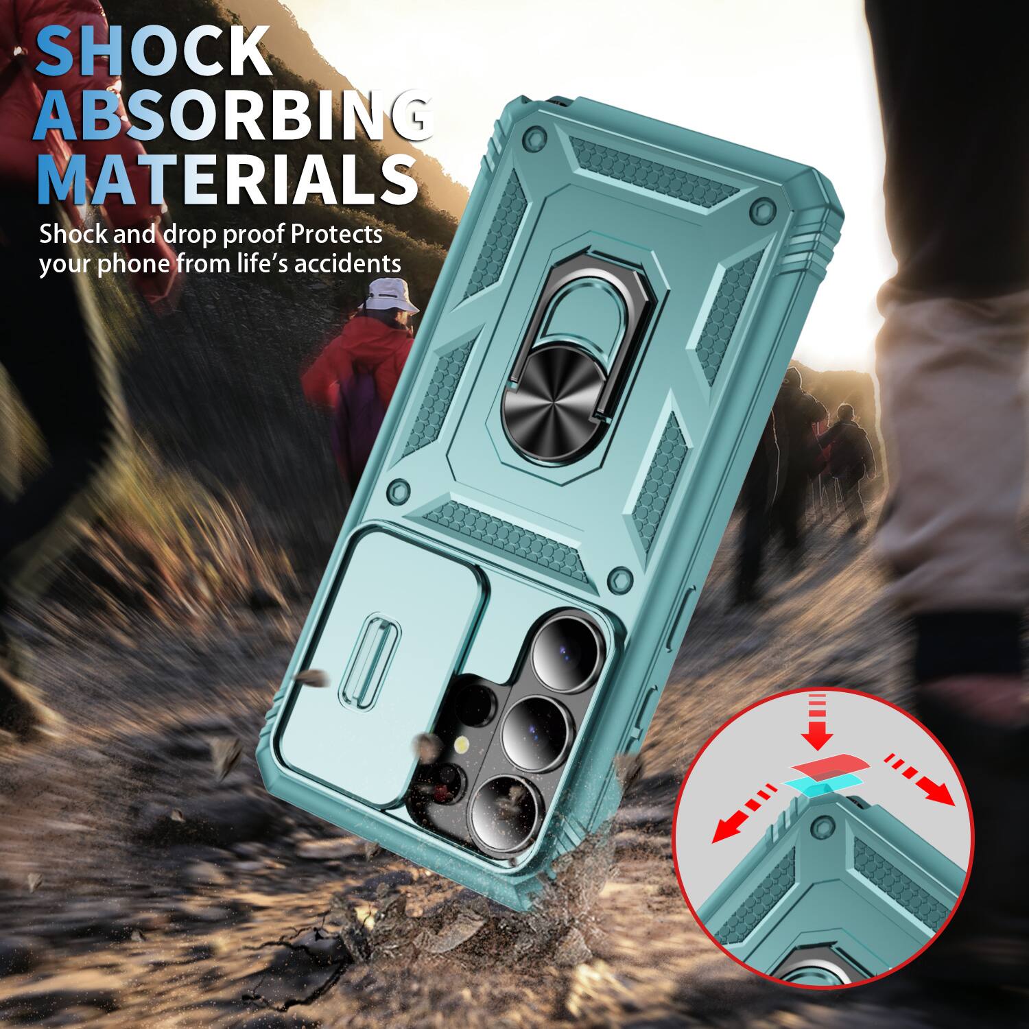 SHOCK ABSORBING MATERIALS  
Shock and drop proof  
Protects your phone from life's accidents