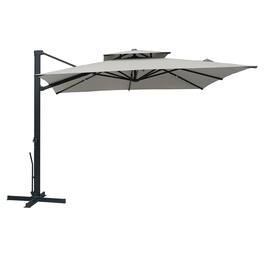 Mondawe - 10x10ft Cantilever Patio Umbrella with 360° Rotation, DIY Drape Hook - Gray