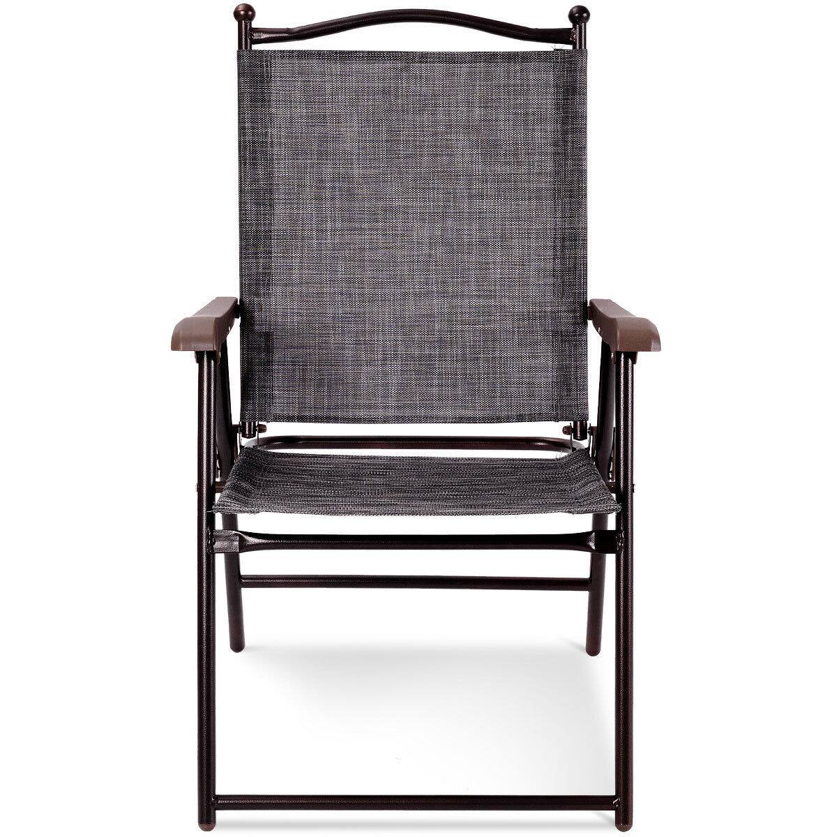 Alt View 5. Gymax - Gymax Set of 2 Folding Patio Furniture Sling Back Chairs Outdoors Gray - Gray.