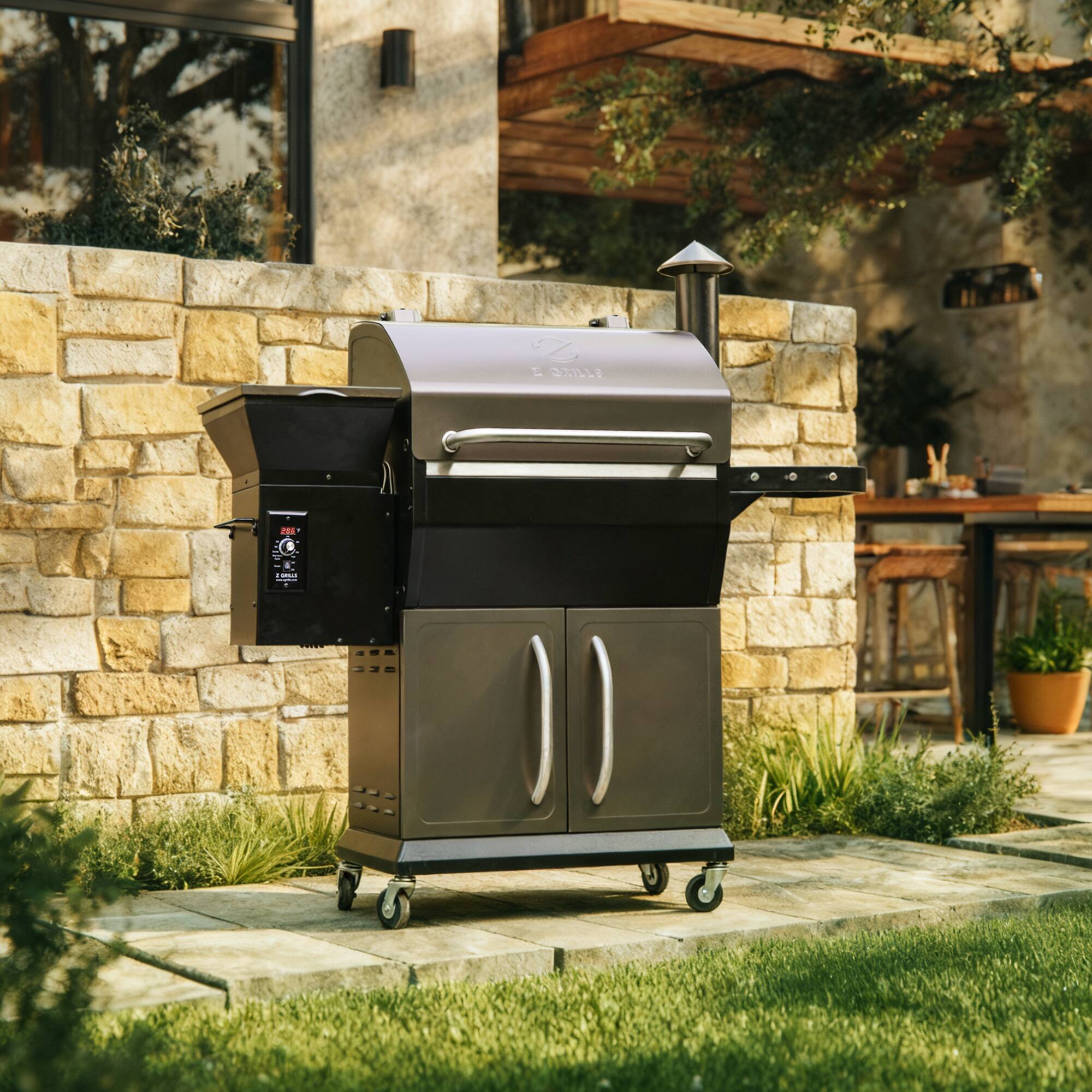 Alt View 8. Z GRILLS - BBQ Legend 1056 sq. in. Pellet Grill and Smoker with Storage Cabinet, Grill Cover - Bronze.