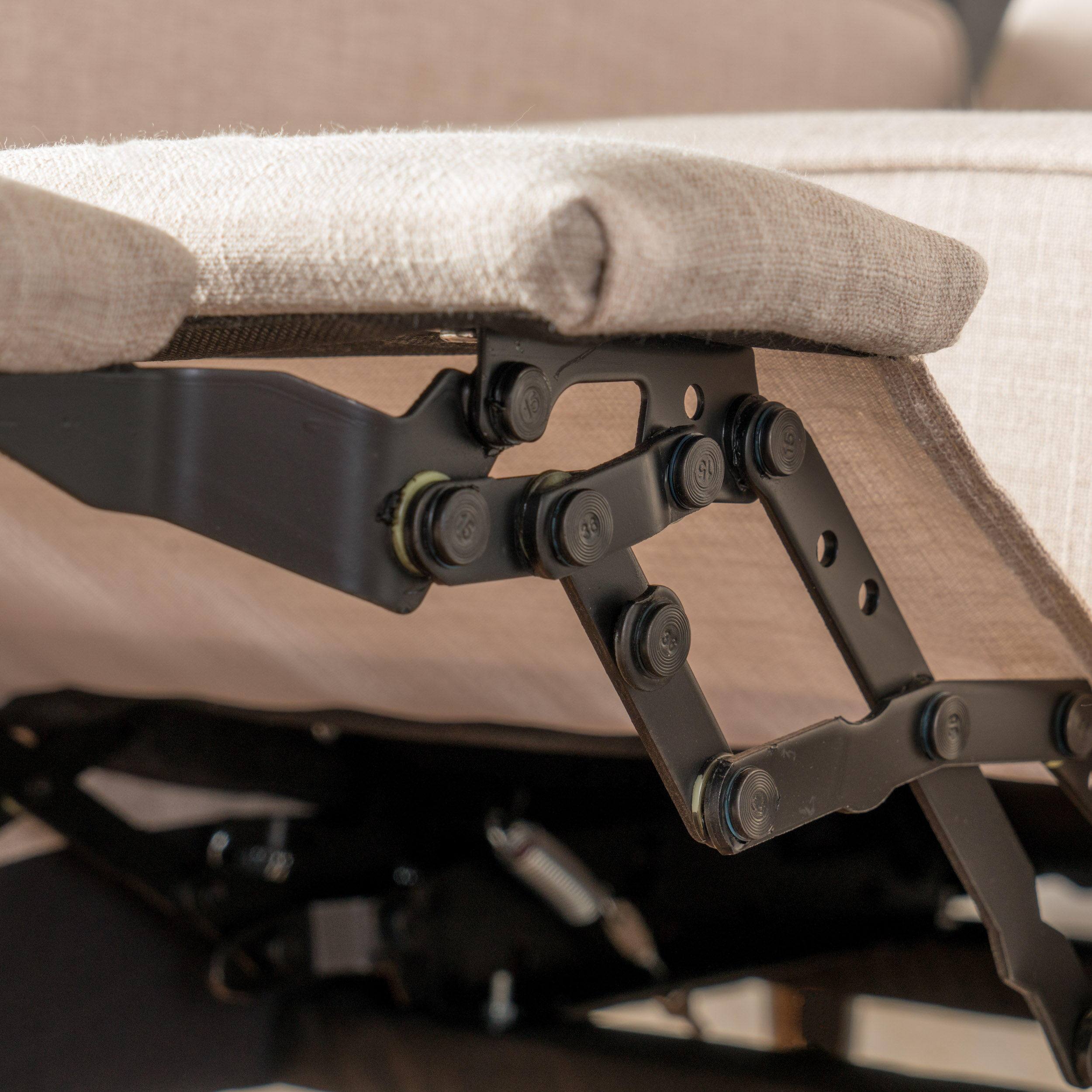 Left. APRILSOUL - Fabric Recliner Chair Mid Century Modern Pushback Single Sofa Thicker Cushion Tufted Wooden Leg - Brown.