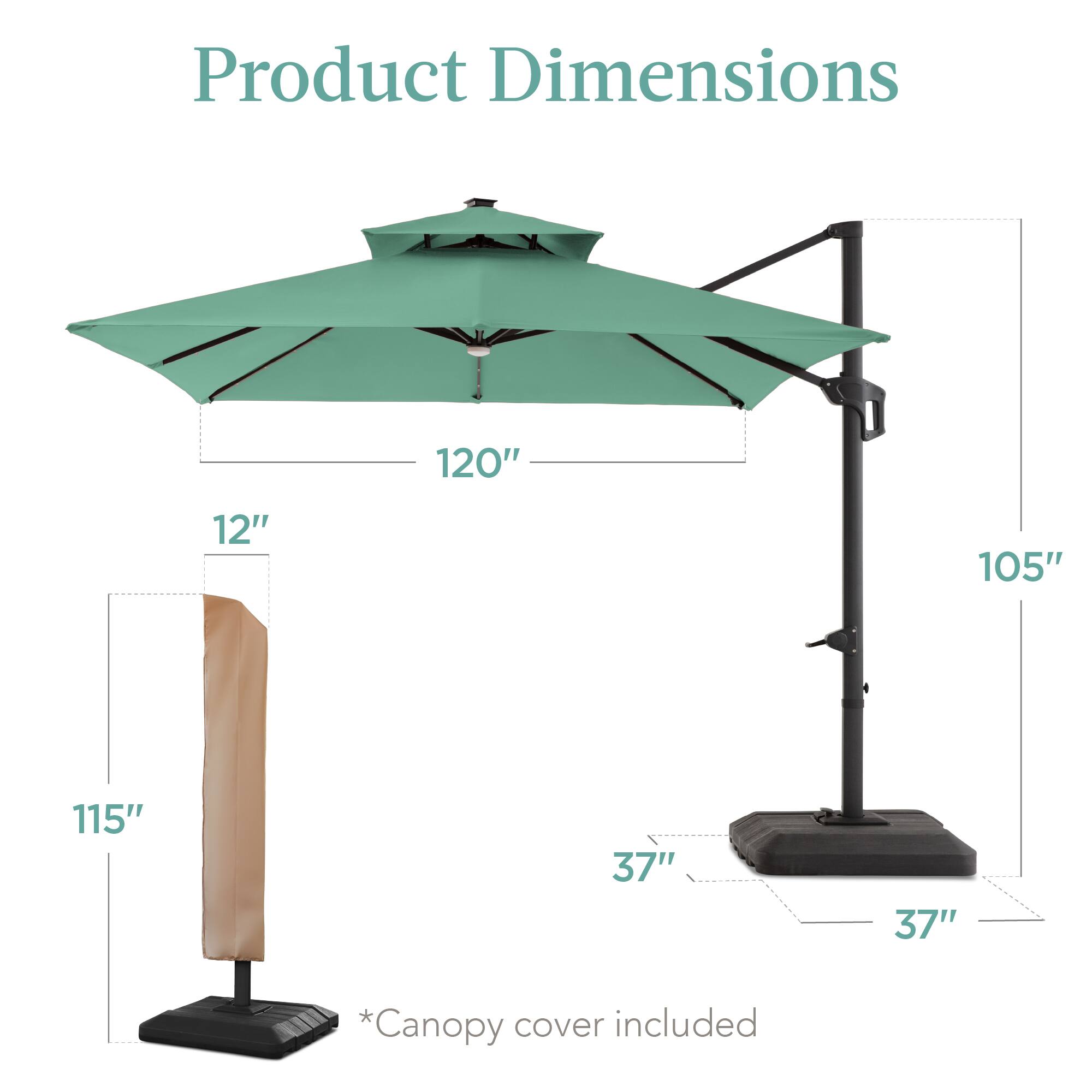 Product Dimensions

- 120"
- 12"
- 105"
- 115"
- 37"
- 37"

*Canopy cover included