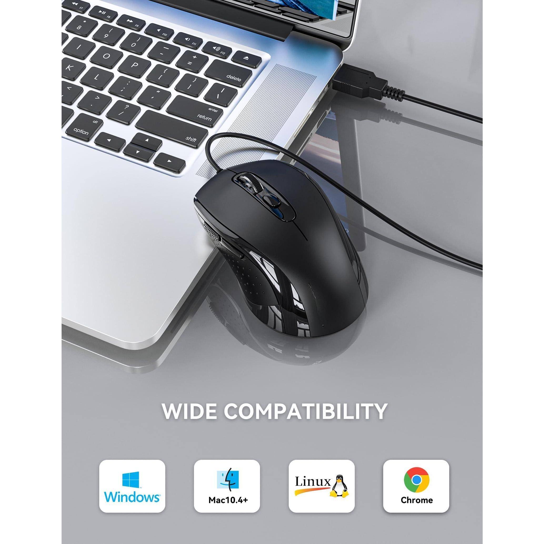 Cozy Serene Wired Mouse Usb Computer Mice 3600dpi 4 Adjustable Levels 6 ...