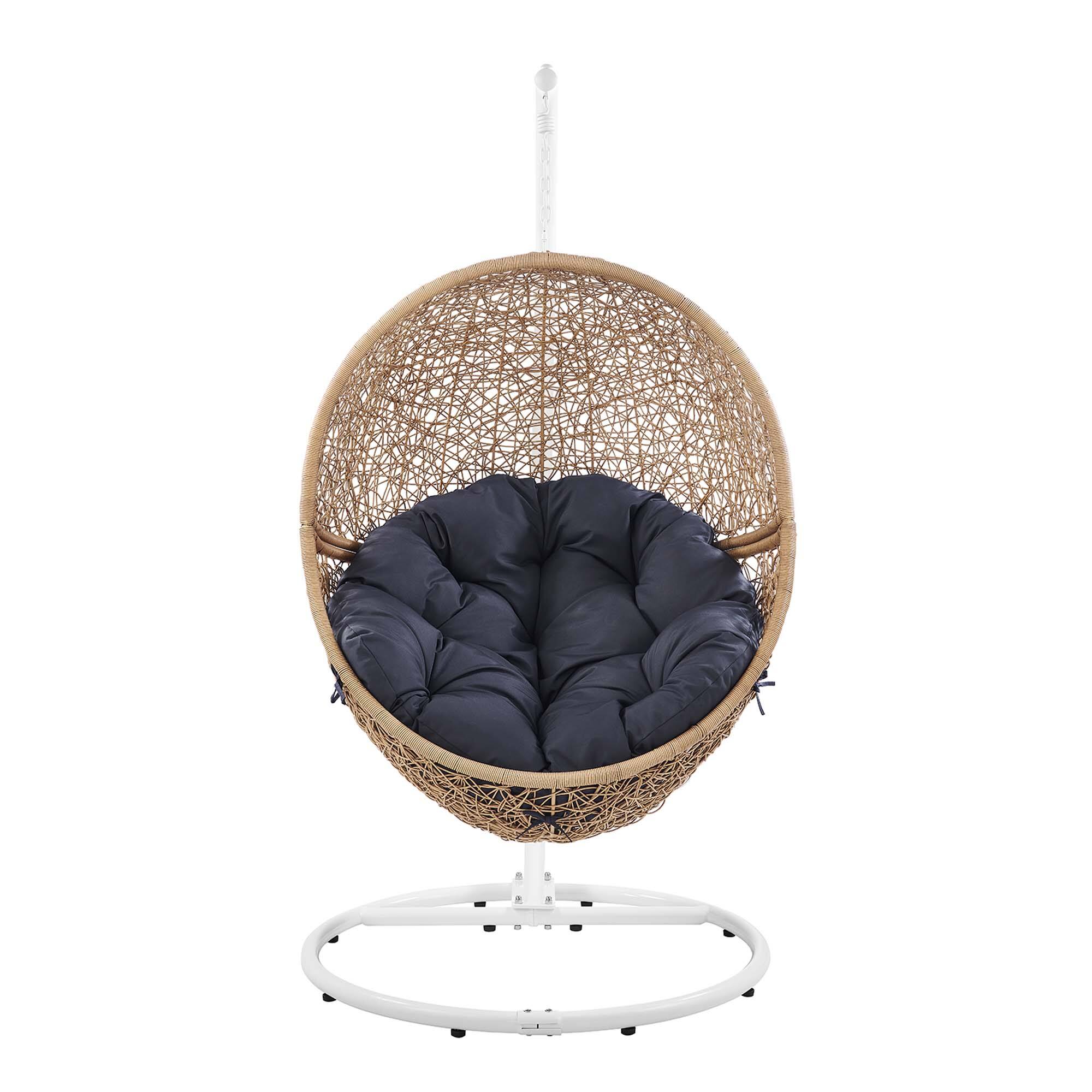 Alt View 5. Modway - Encase Outdoor Patio Rattan Swing Chair by Modway - Cappuccino Navy.
