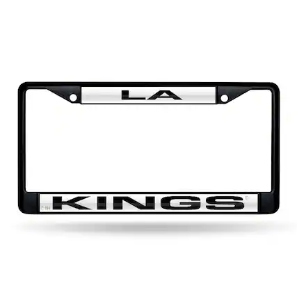 Front. Rico Industries - Los Angeles Hockey King's Black Metal License Plate Frame Holder - Multi.