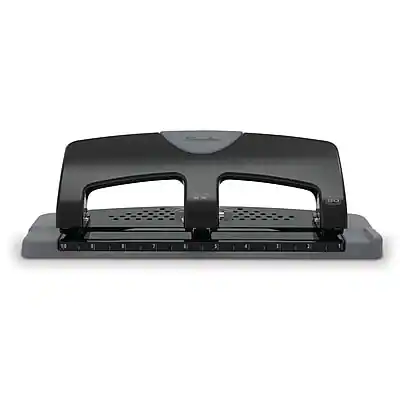 Front. Swingline - SmartTouch Low Force Desktop 3-Hole Punch, 20 Sheet Capacity, Black/Gray - Black/Gray.