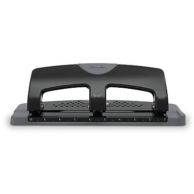 Front. Swingline - SmartTouch Low Force Desktop 3-Hole Punch, 20 Sheet Capacity, Black/Gray - Black/Gray.