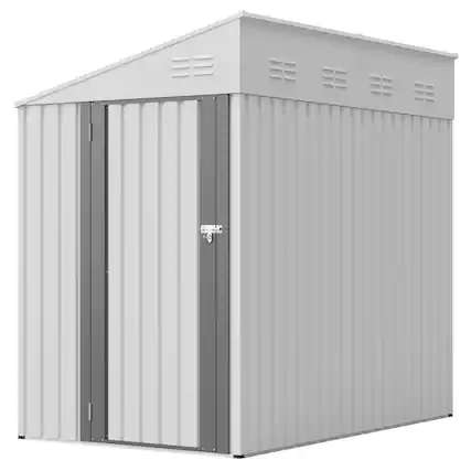 Front. Lirago - 4x7 FT Outdoor Storage Shed All-Weather Metal Shed with Lockable Doors - White.