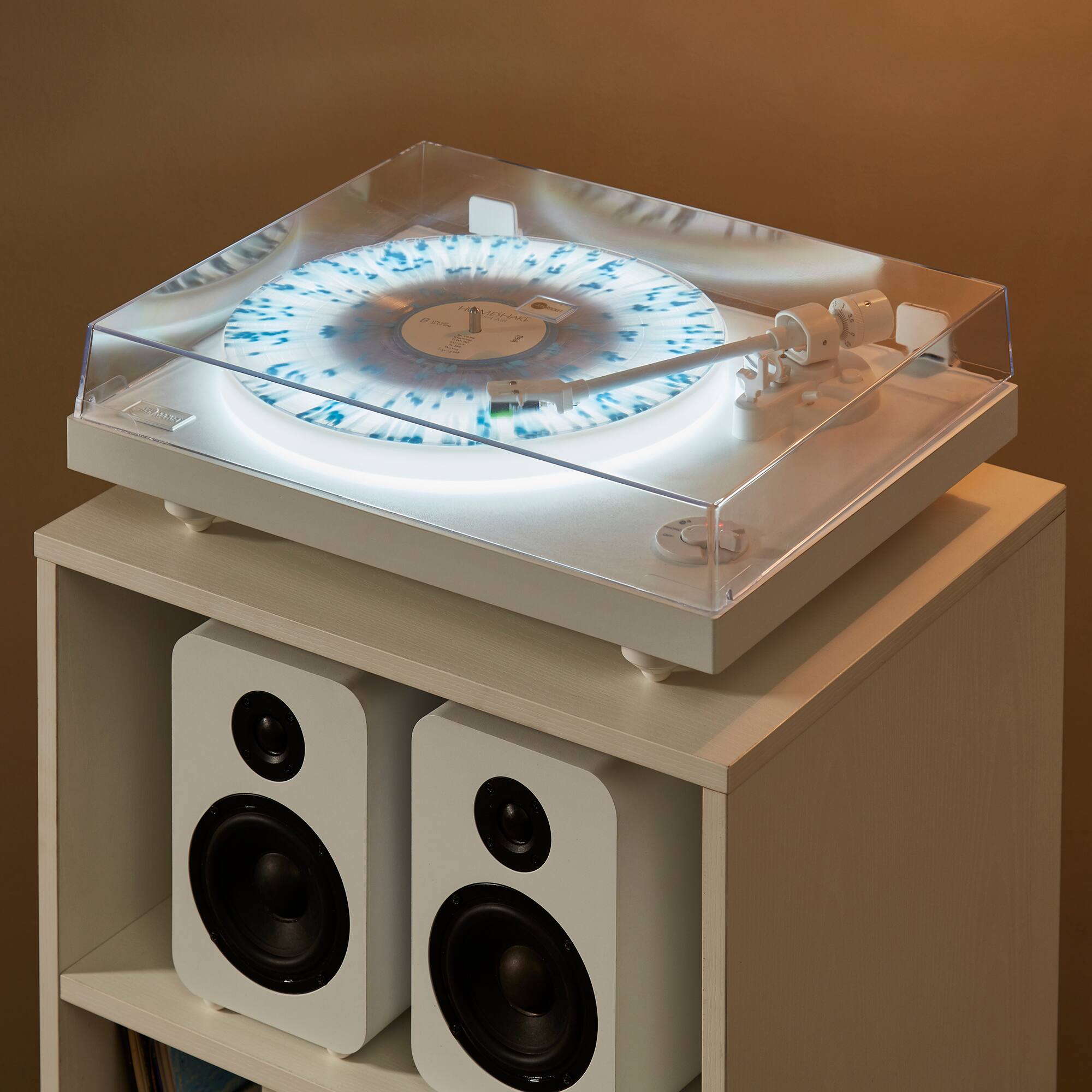 Alt View 5. Arkrocket - Arkrocket Polaris II Bluetooth Turntable with 40W Bookself Speaker and LED Lighting System - White.