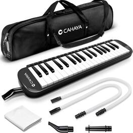 CAHAYA - Melodica 37 Keys Mouthpieces Air Piano Keyboard Musical Instrument for Kids and Adults, Black,Model CY0049-1