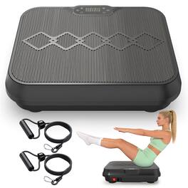 HTUTWOO - Vibration Plate Exercise Machine - Whole Body Workout Platform with Remote Control and Resistance Bands for Home Gym - Black