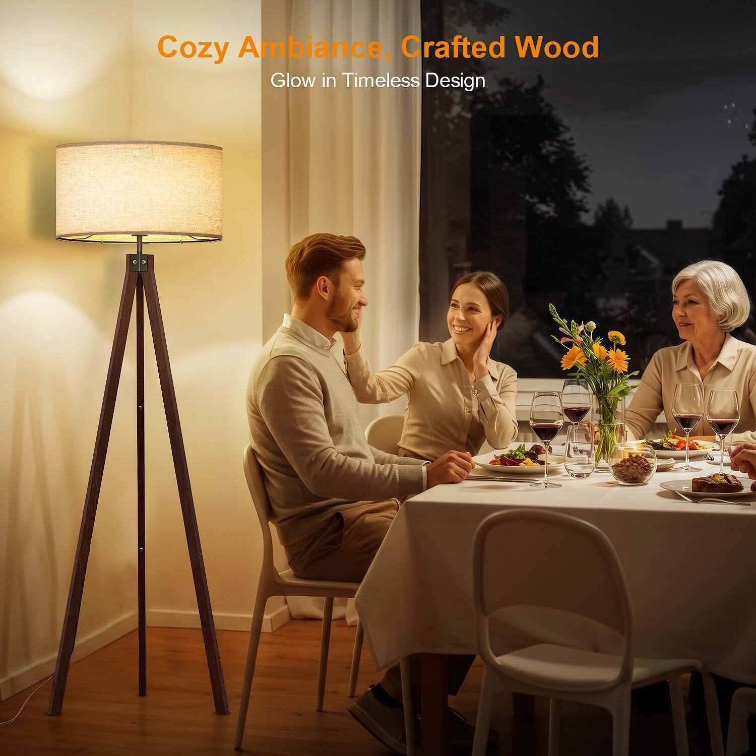 Cozy Ambiance, Crafted Wood  
Glow in Timeless Design