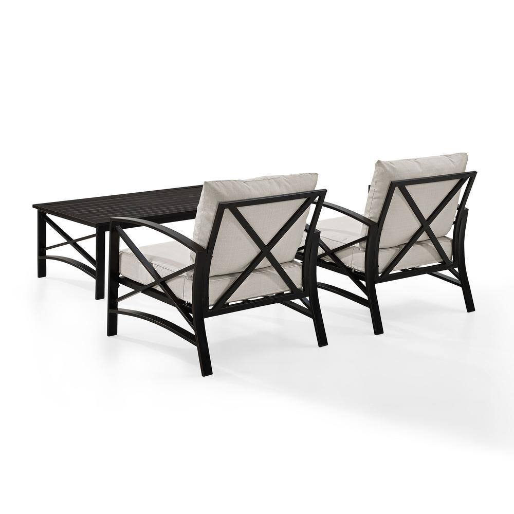 Angle. Crosley Furniture - Kaplan 3Pc Outdoor Chair Set - Coffee Table & 2 Chairs - Oatmeal.
