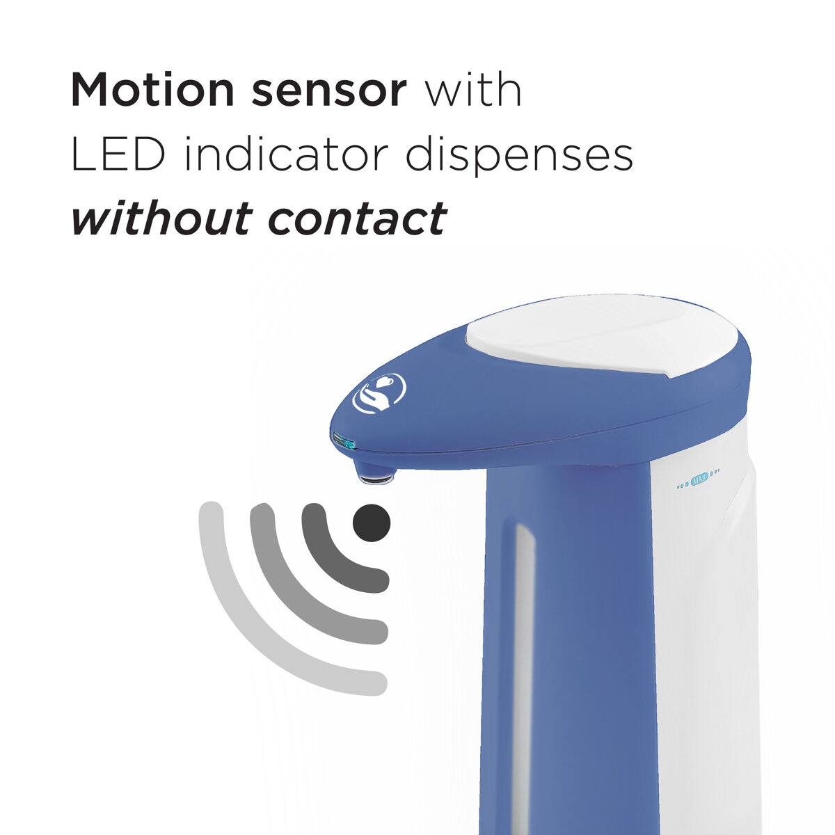 Motion sensor with LED indicator dispenses without contact