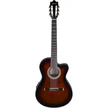 Front. Ibanez - Ibanez Thinline 6 String Classical-Acoustic Electric Guitar, Dark Violin Burst - Dark Violin Burst.