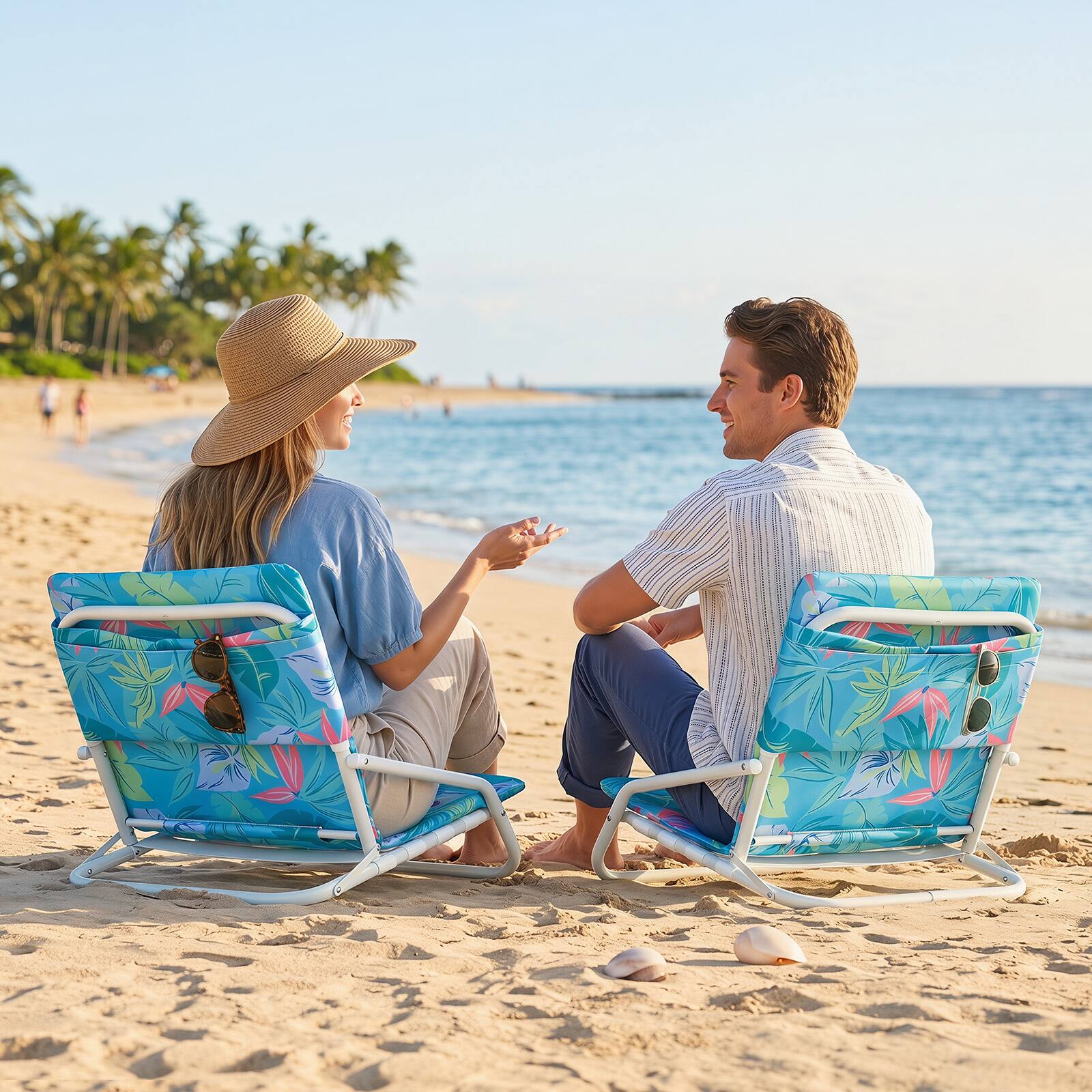 Alt View 1. Gymax - Gymax 2PCS Folding Beach Chairs w/Low-Profile Design & Sponge Padded Seat for Camping Multicolored - Multicolor.