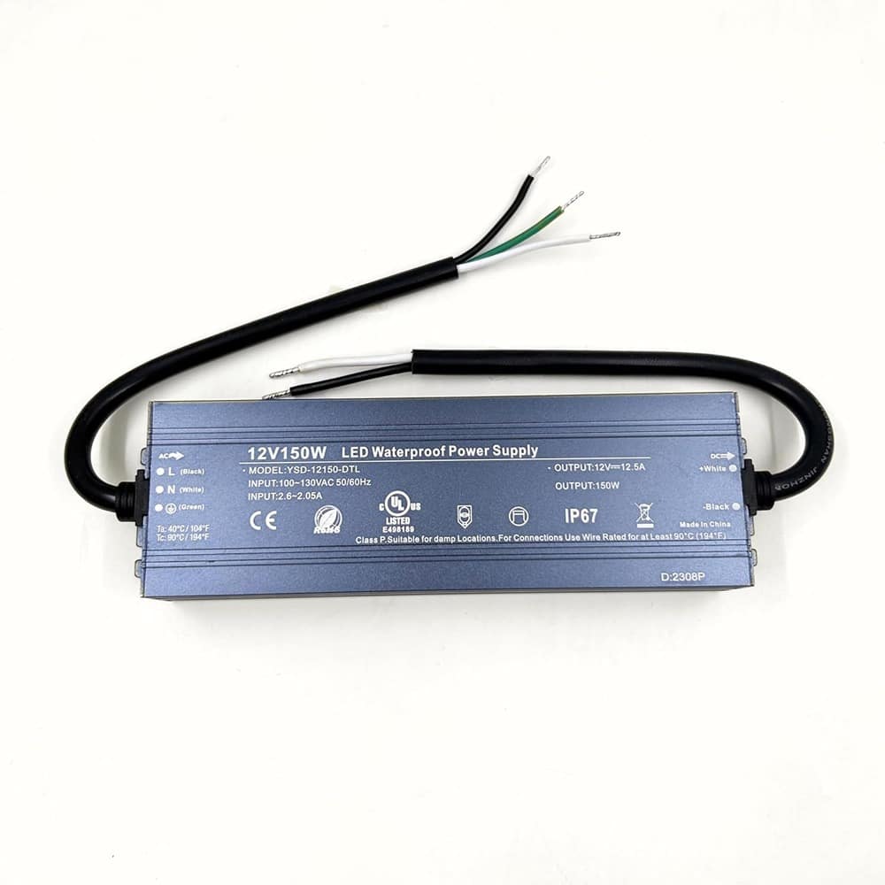 ACJPR - 150W LED Driver, 12V Waterproof IP67 Power Supply, AC to DC Adapter