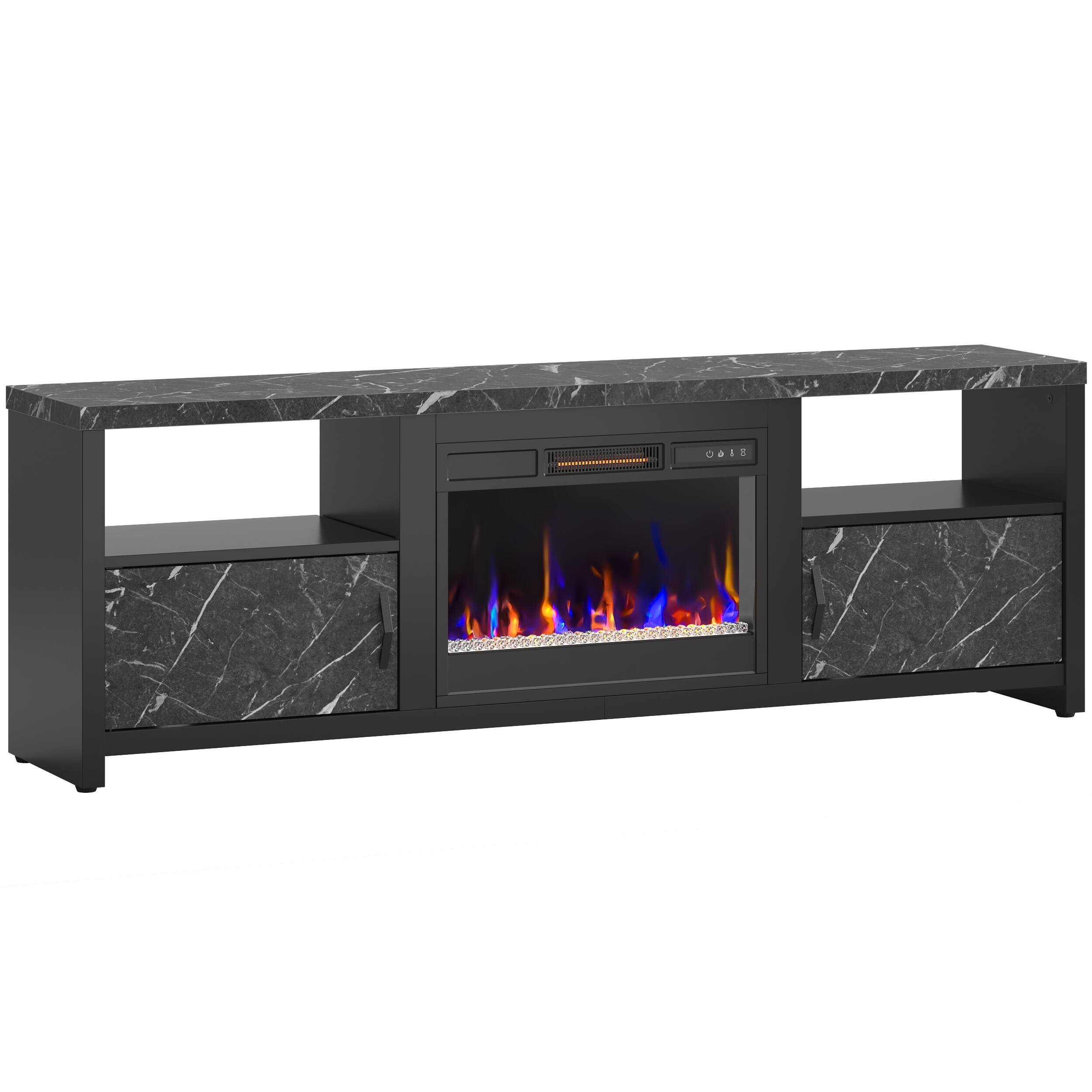 Alt View 9. Bestier - 70 inch Gaming TV Stand with 23" Fireplace & RGB Lights, for 75" TVs, for Living Room - Black.