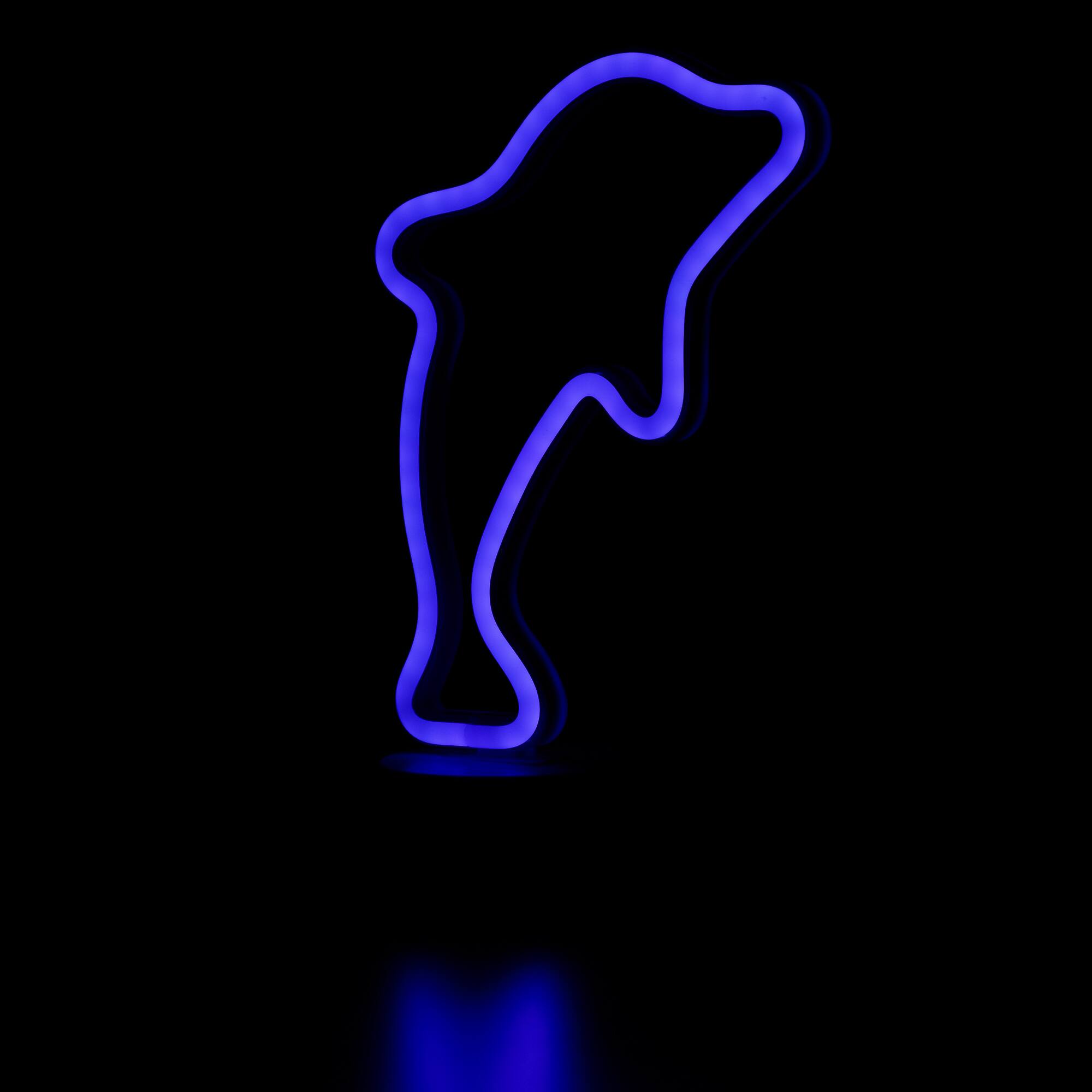 Alt View 4. Northlight - LED Dolphin Neon Table Light - 10.25" - Blue.