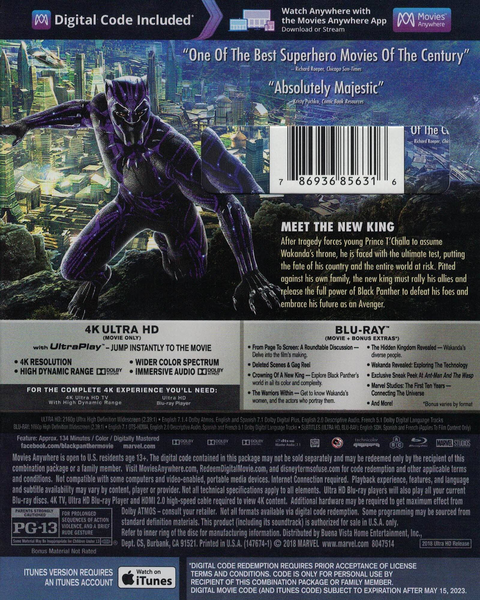 Alt View 1. Black Panther   - 4K Blu-Ray.