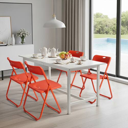 Alt View 6. Winado - 4PCS Plastic Folding Chairs Portable Commercial Seat for Outdoor Indoor Events, Dinning, Wedding, Party, Office, Camping - Orange.