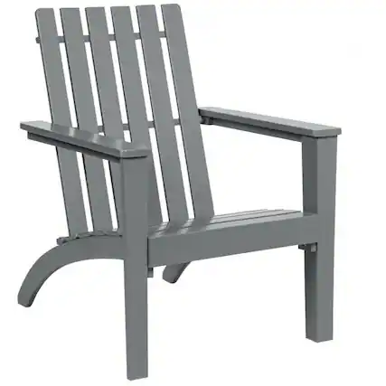 Front. Hivvago - Indoor/Outdoor Acacia Wood Adirondack Lounge Armchair - Grey - Gray.