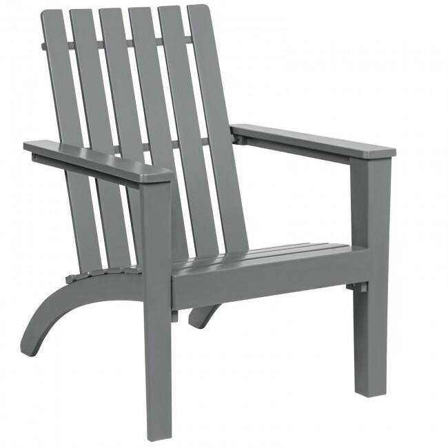 Front. Hivvago - Indoor/Outdoor Acacia Wood Adirondack Lounge Armchair - Grey - Gray.