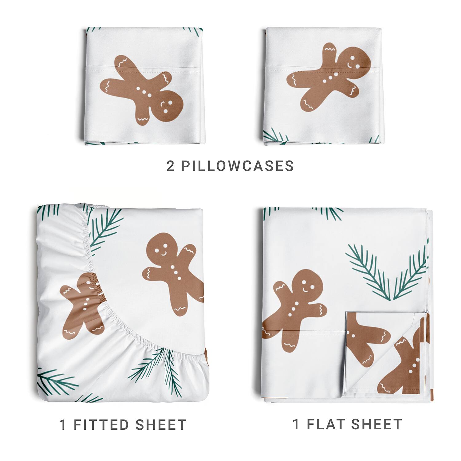 2 Pillowcases  
1 Fitted Sheet  
1 Flat Sheet