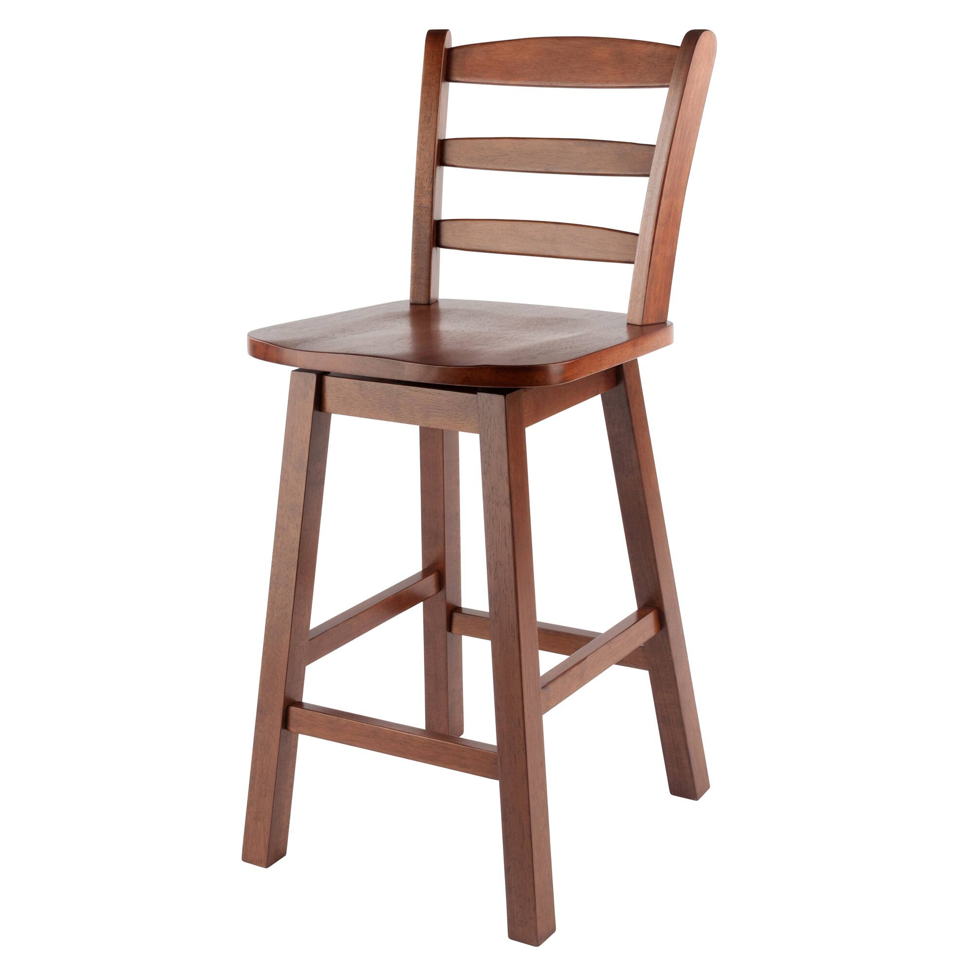 Winsome Wood - Scalera Ladder-back Swivel Seat Counter Stool - Walnut