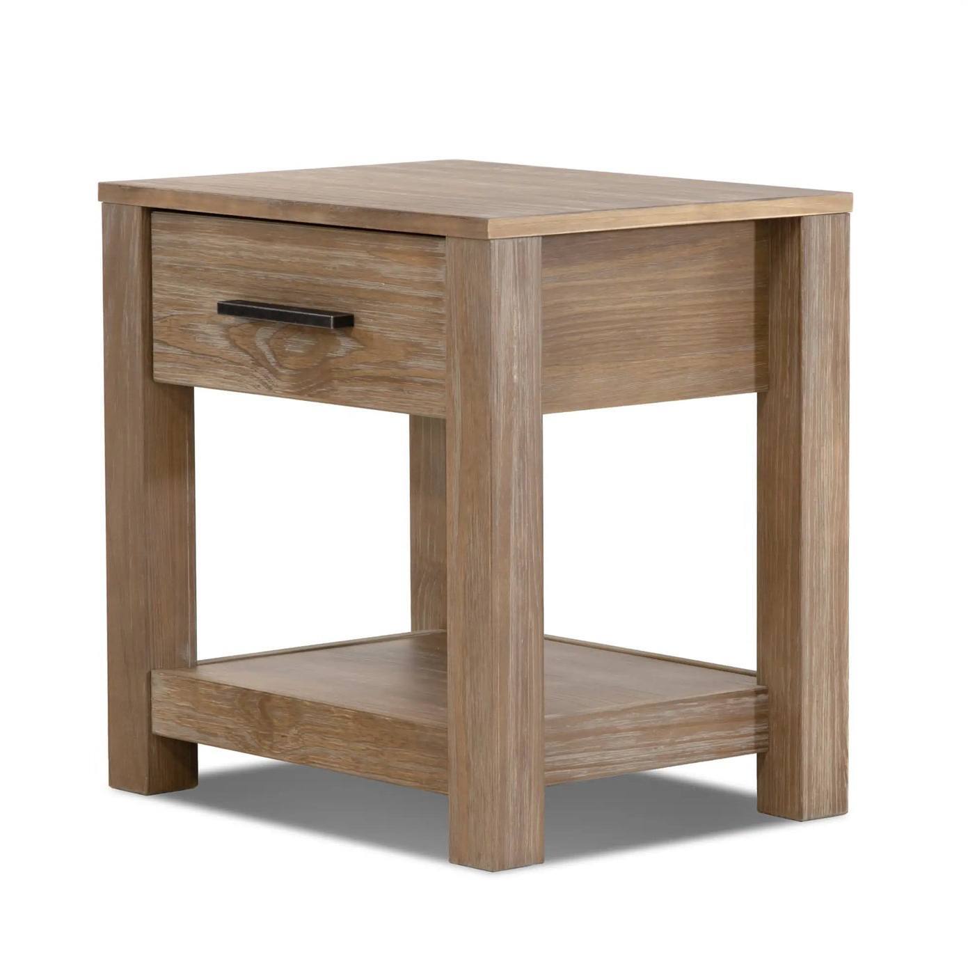 Left. Hivvago - Farmhouse Traditional Rustic Pine Wood 1-Drawer Nightstand Bedside Table - brown.