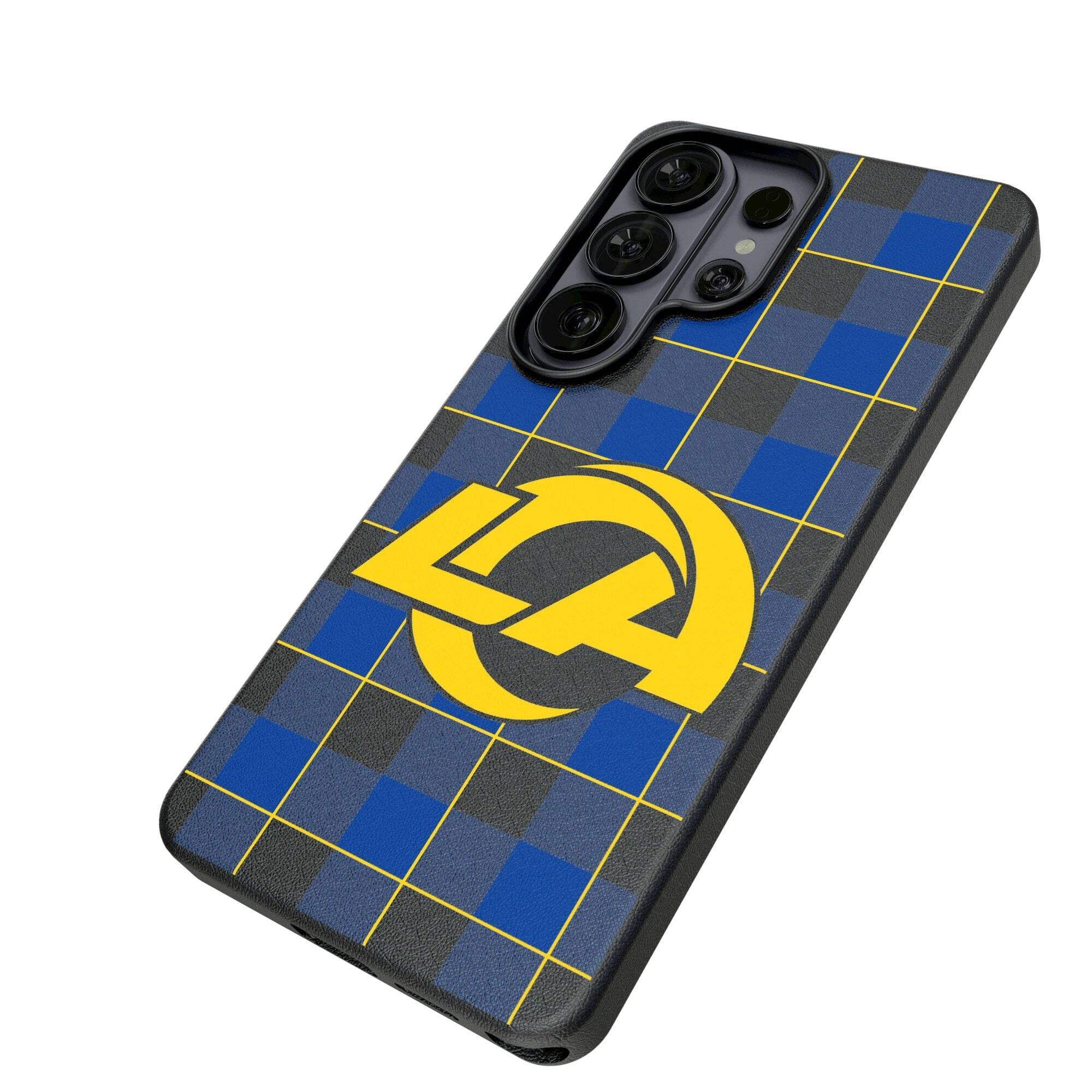 Alt View 1. Keyscaper - Los Angeles Rams Plaid Galaxy Magnetic Bump Case - S25 - Black.