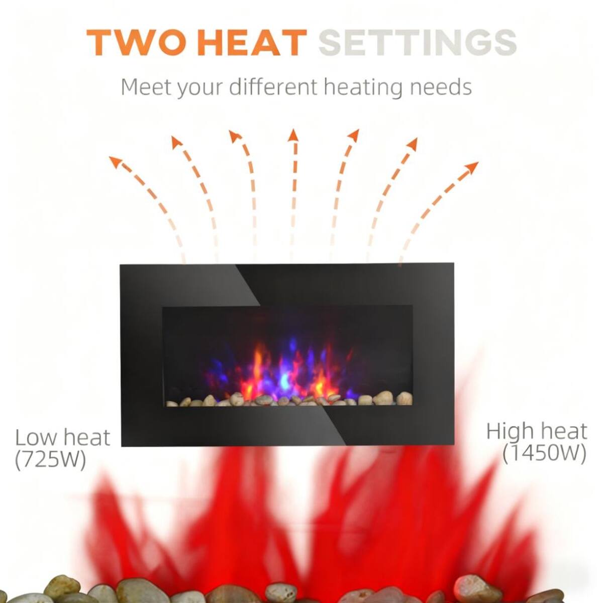 TWO HEAT SETTINGS  
Meet your different heating needs  
Low heat (725W)  
High heat (1450W)