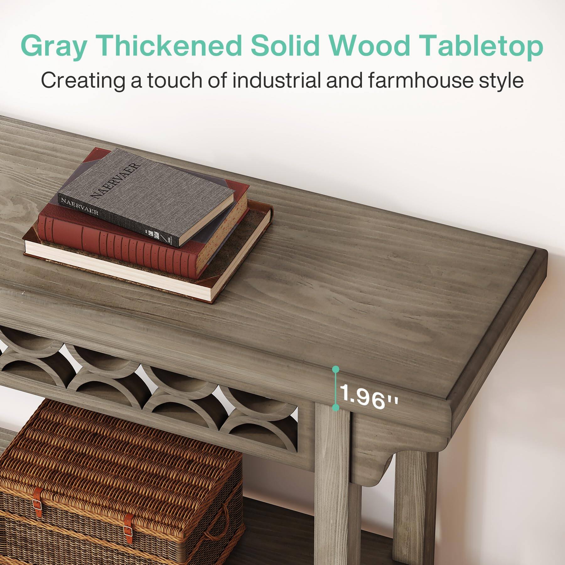 Gray Thickened Solid Wood Tabletop  
Creating a touch of industrial and farmhouse style  

NAERVAER NAERVAER  
1.96"
