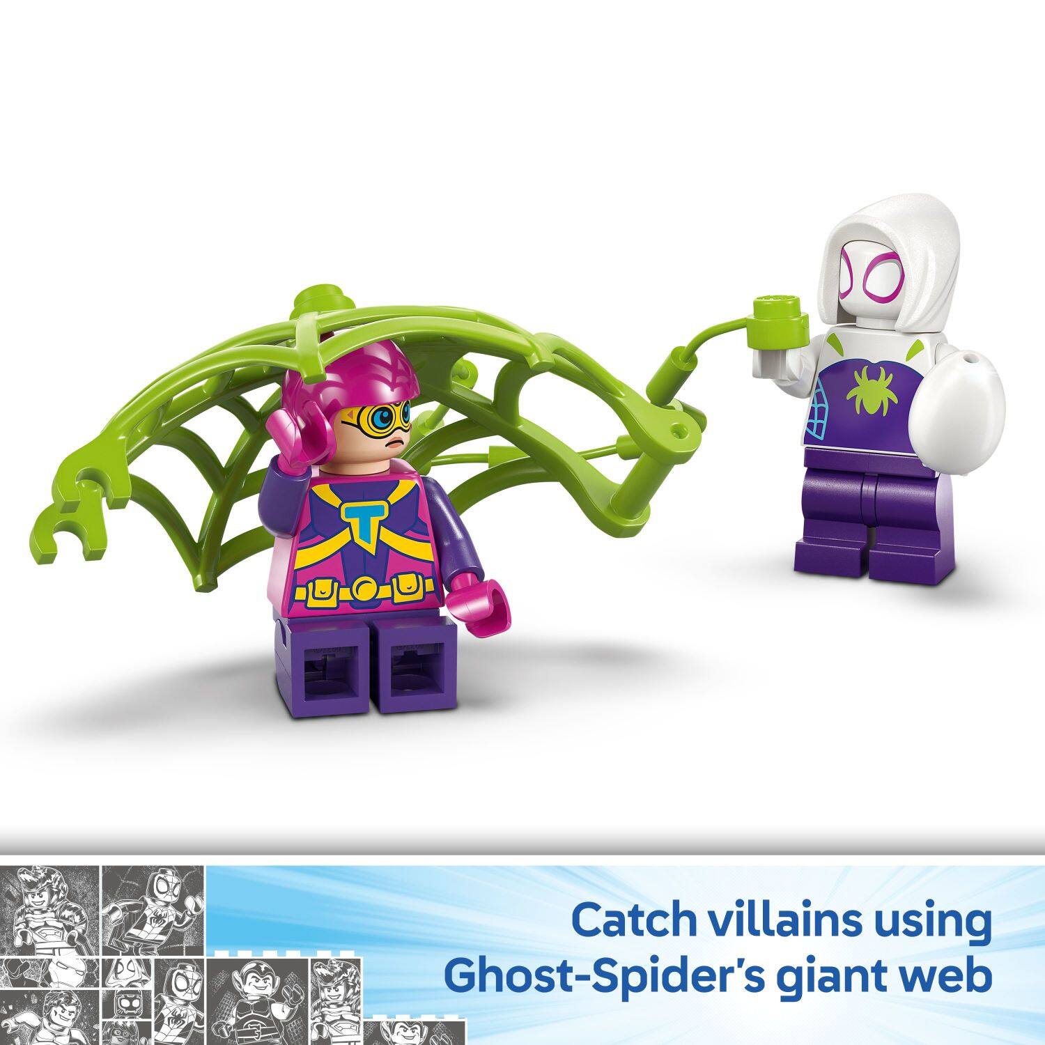 Catch villains using Ghost-Spider's giant web.