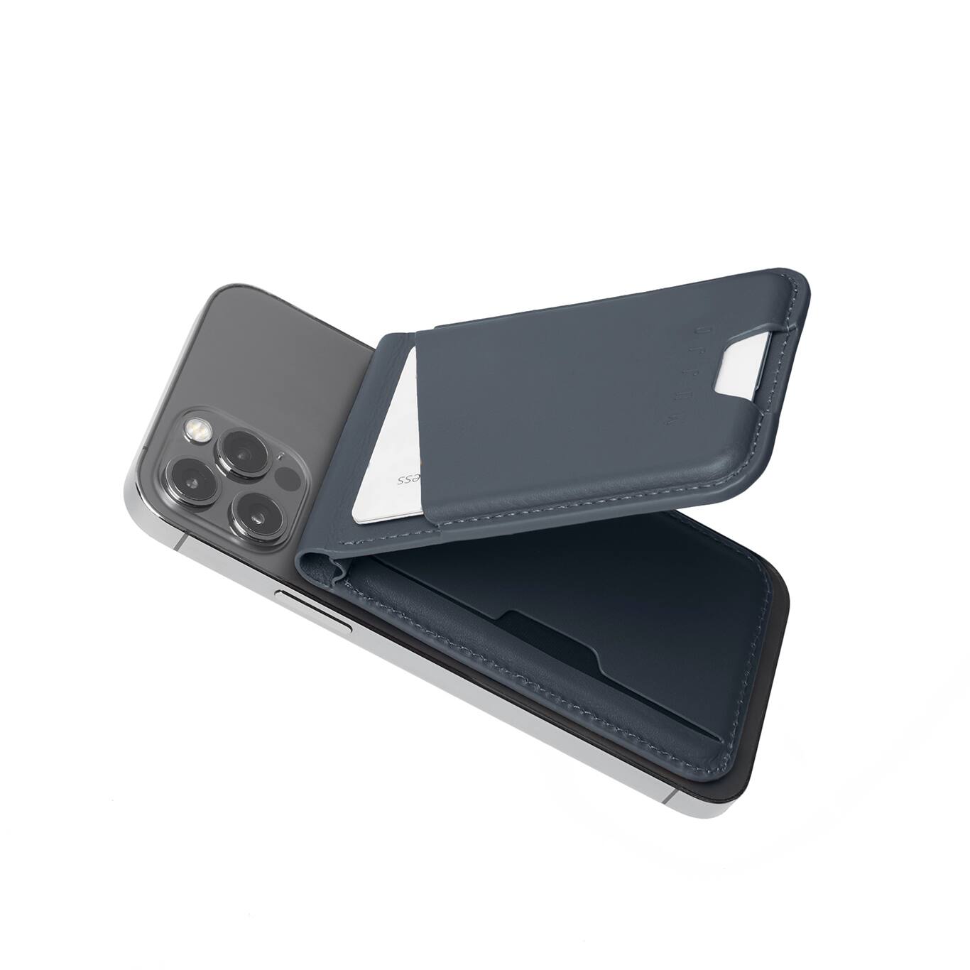 Alt View 1. Mujjo - Mujjo MagSafe Wallet Stand - Basalt Blue.