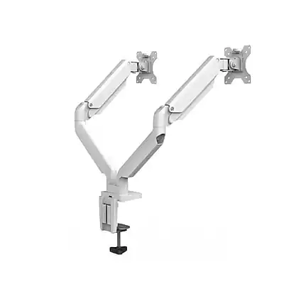 Front. Fellowes - Platinum Series Adjustable Dual Monitor Arms, Up to 40" Monitor, White (8056301) - White.