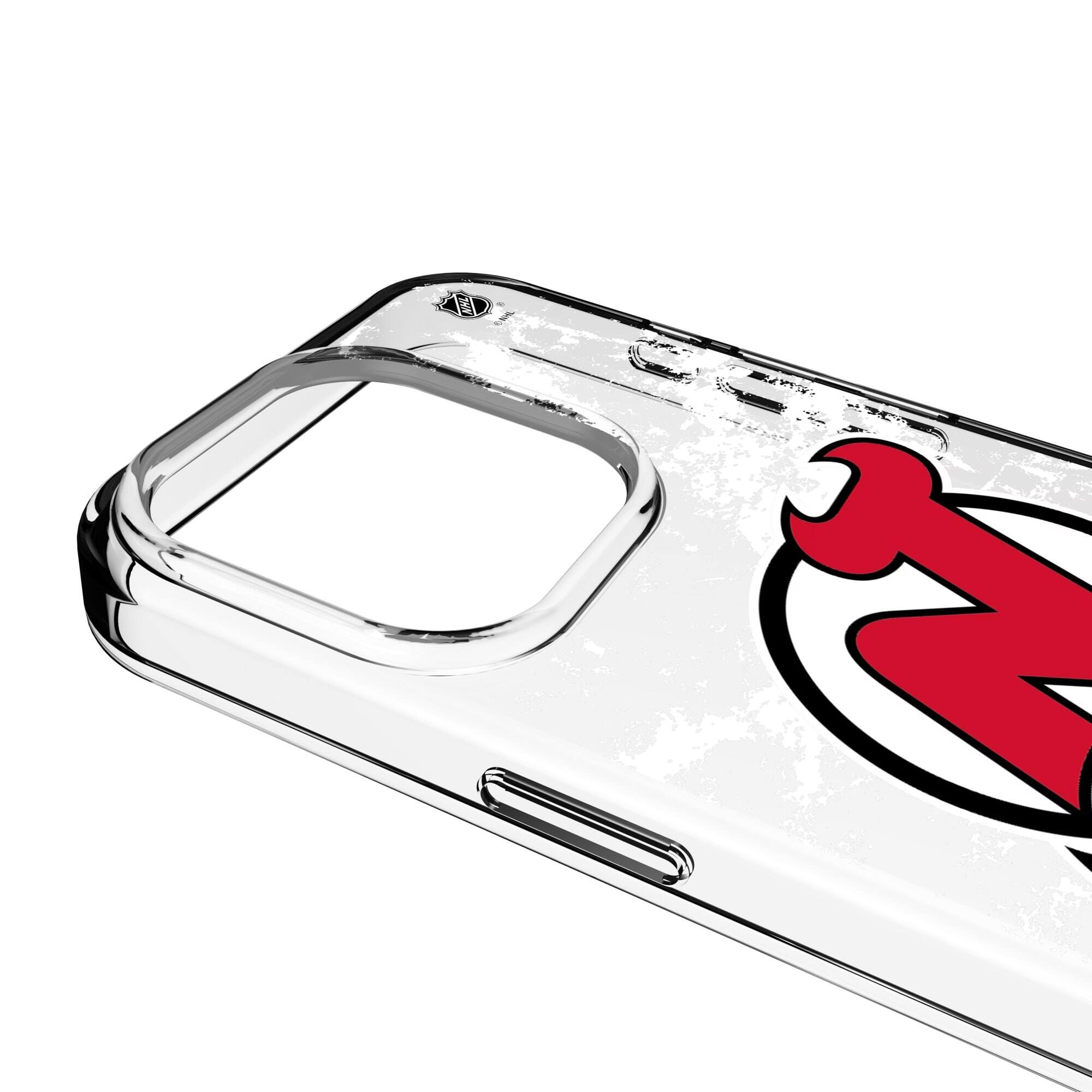 Alt View 2. Keyscaper - New Jersey Devils iPhone Stripe Clear Ice Case - 16 Pro - Multicolor.