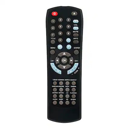 1 2 3 + 4 5 6 VOL - 7 8 9 MUTE TITLE 0 I INFO MENU SETUP/EXIT TUNE CH- OK CH+ I M TUNE + SCAN - V-SELECT BOOKMARK SUBTITLE AUDIO/FM ST ZOOM/CLEAR ANGLE/PBC GoIO DIMMER SOURCE HOTATE A-B PLAYMODE CLOCK SLEEP EQ EX BASS