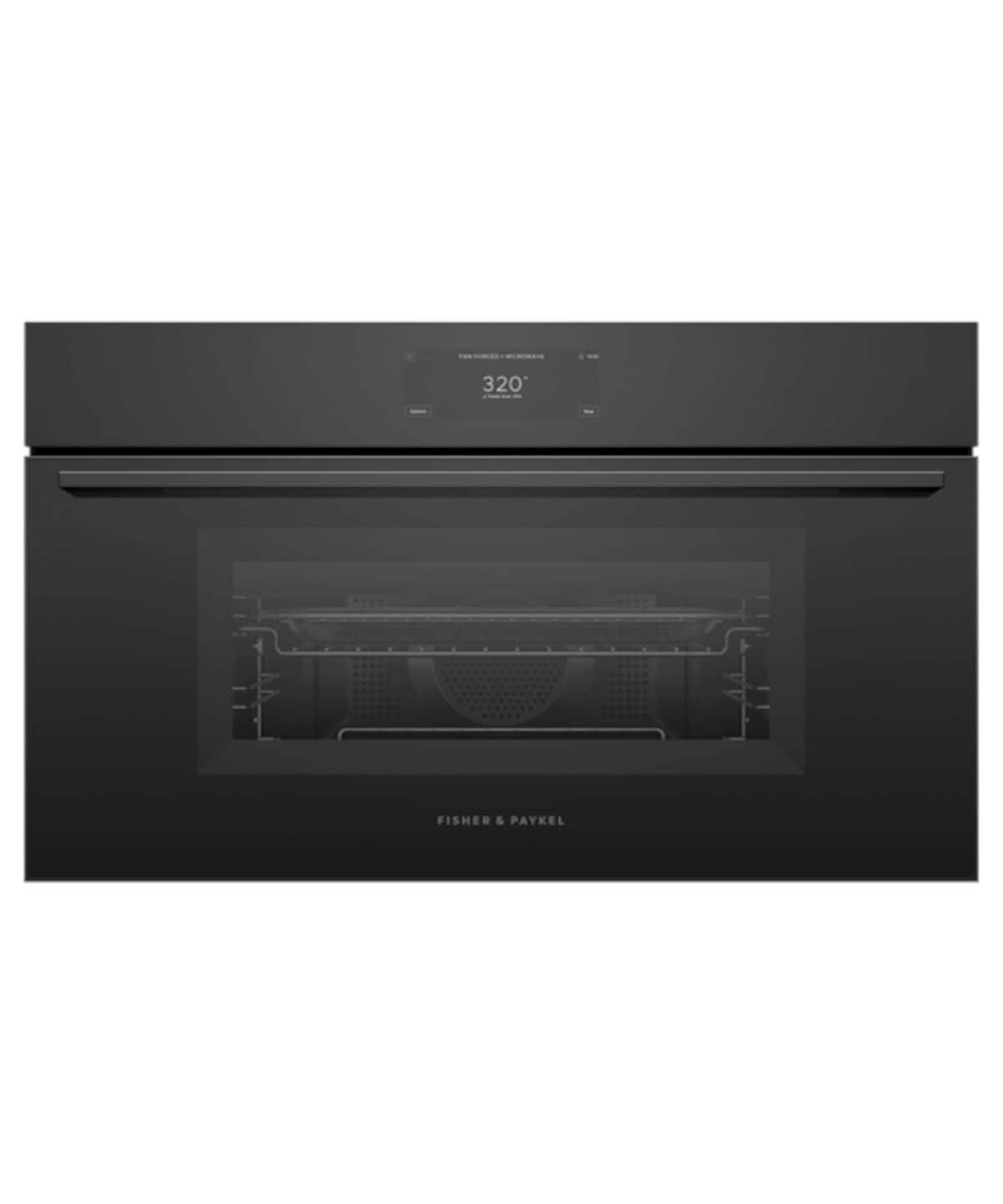 Fisher & Paykel - 30" 1.7 Cu. Ft. Single Convection-Speed Oven, 6.8" Touchscreen - Compact - Minimal (Soft - Black