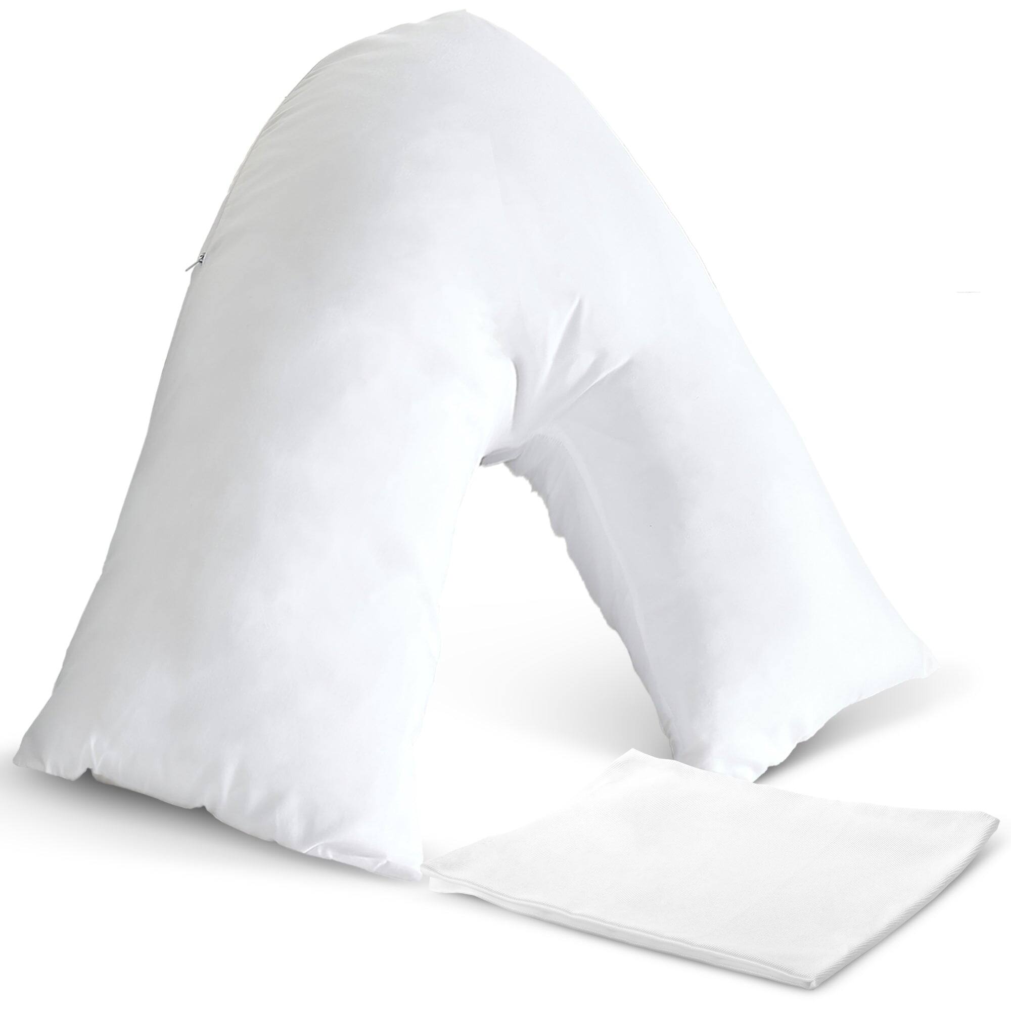 Alt View 4. Cheer Collection - White Pillowcase for V Shaped Pillow - White.