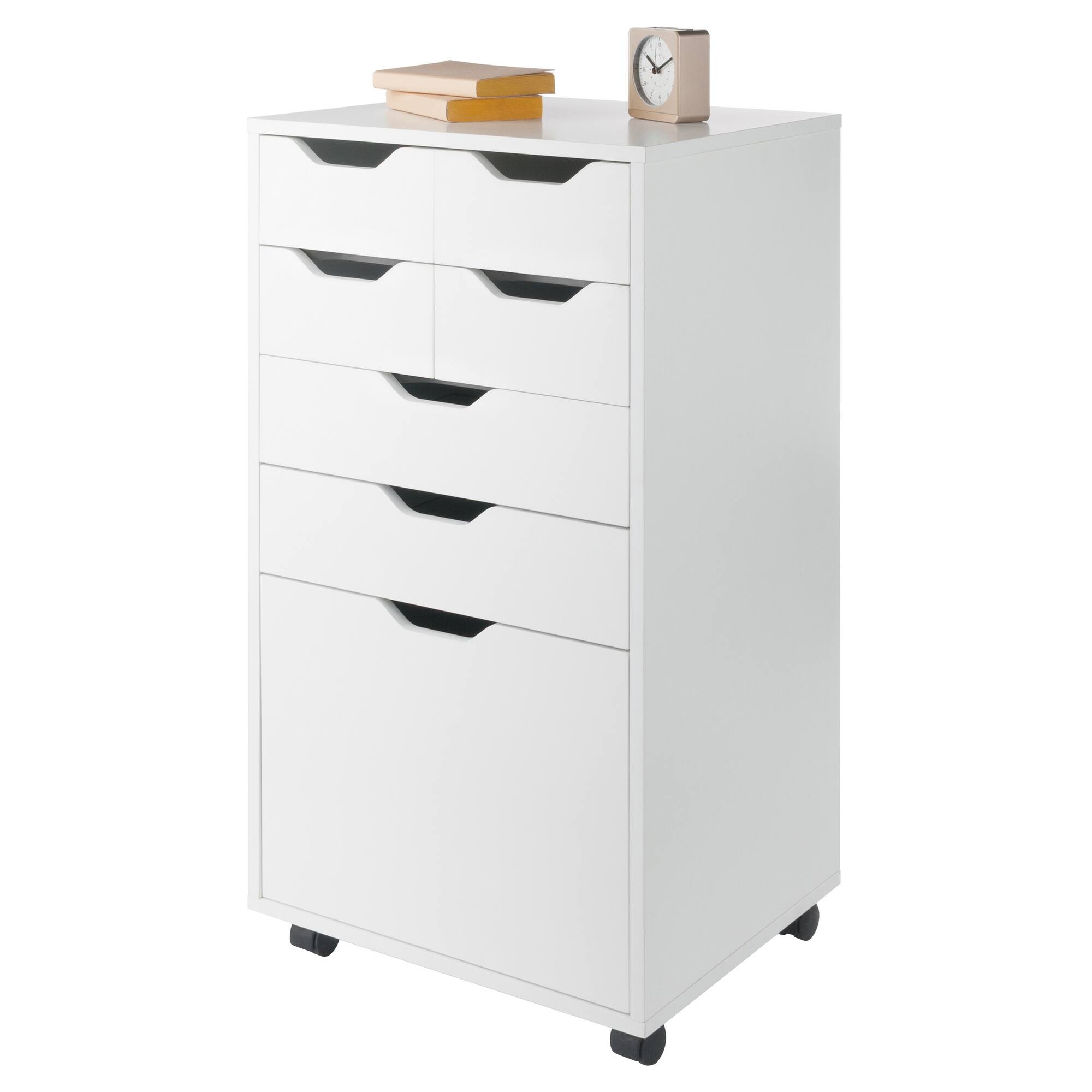 Alt View 10. Winsome Wood - Halifax Bins & Drawers Multi-Storage Tall Mobile Cabinet - White.