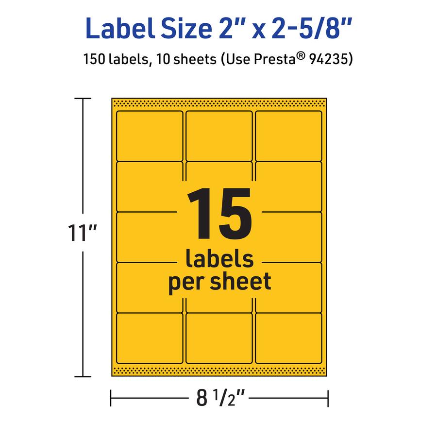 Avery Printable Rectangle Labels, Bright 2