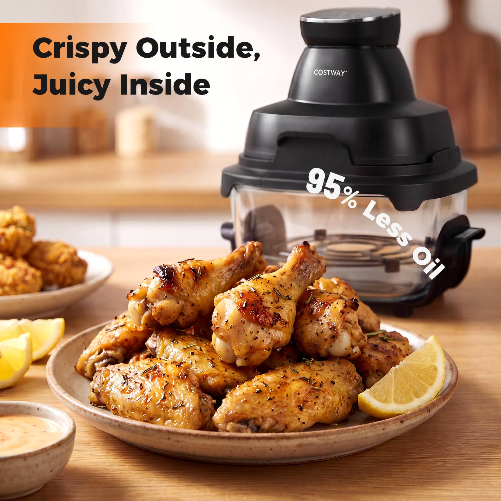 Crispy Outside, Juicy Inside  
COSTWAY'  
95% Less Oil