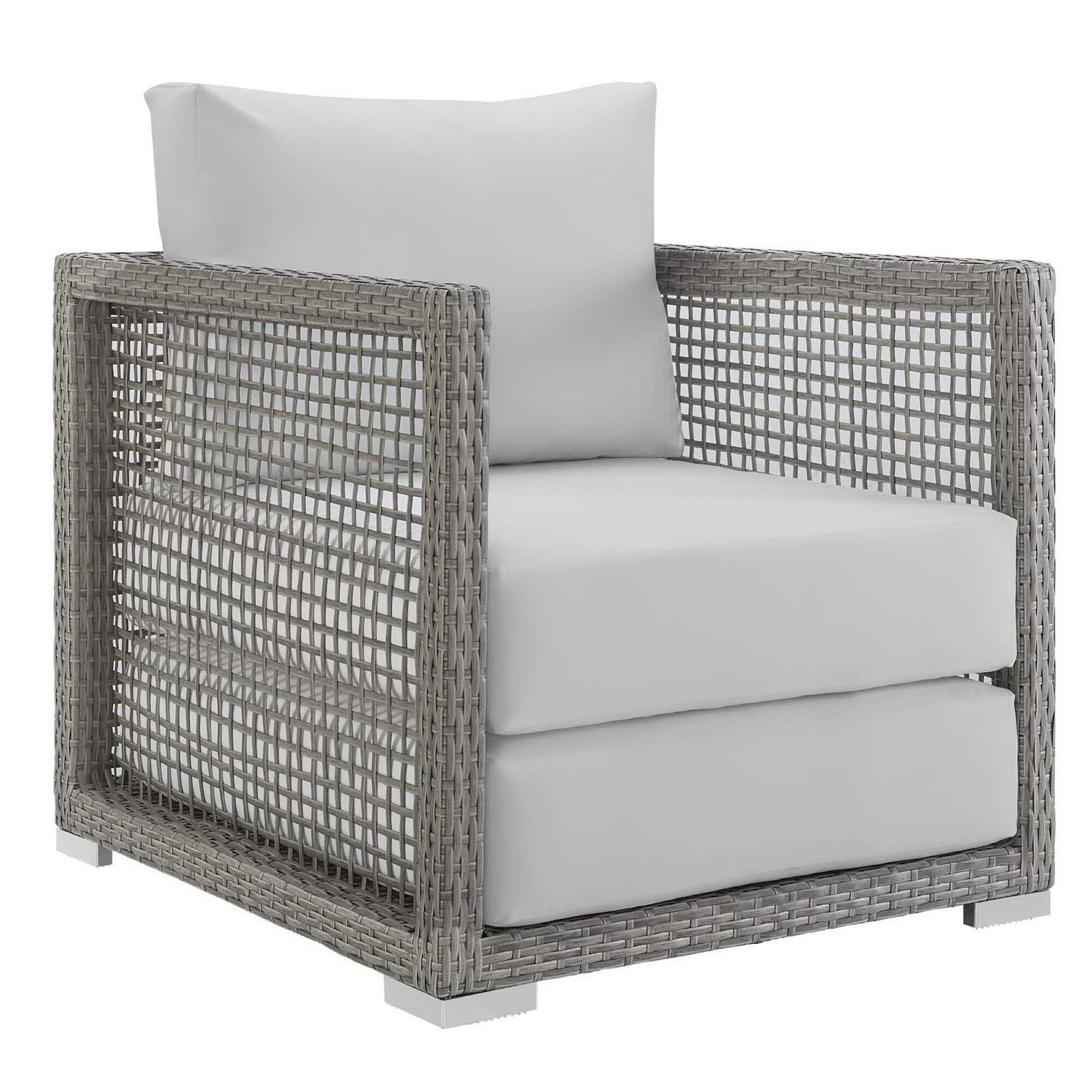 Back. Modway - Aura 3 Piece Outdoor Patio Wicker Rattan Set by Modway - Gray White.